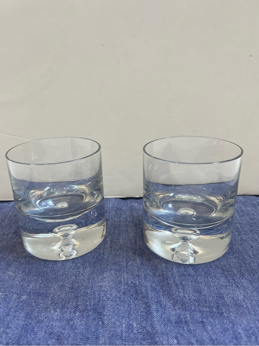 2 Krosno Old Fashioned Heavy Bottom Air Bubble Glasses Lowball Whiskey Glass